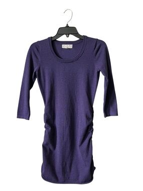 Pink Republic Sweater Mini Dress Size S Purple Ruched Tunic Rayon Scoop Neck